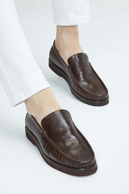 Tamer Tanca Erkek Hakiki Deri Kahverengi Loafer Ayakkabı - Görsel 6