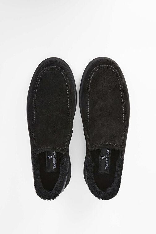 Tamer Tanca Erkek Hakiki Deri Siyah Süet Casual Ayakkabı - Görsel 4