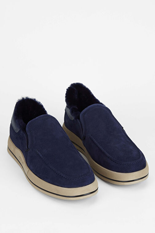 Tamer Tanca Erkek Hakiki Deri Lacivert Süet Casual Ayakkabı - Görsel 3