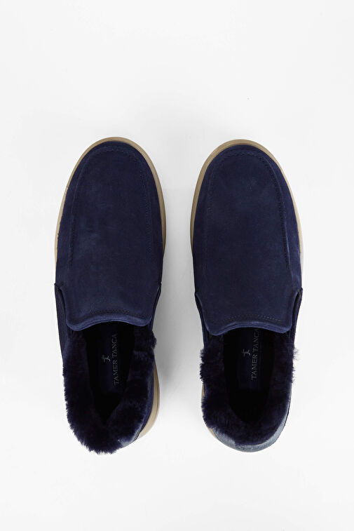 Tamer Tanca Erkek Hakiki Deri Lacivert Süet Casual Ayakkabı - Görsel 6