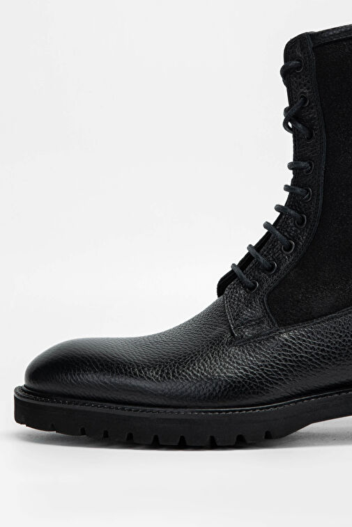 Tamer Tanca Erkek Hakiki Deri Siyah POSTAL Bot - Görsel 4