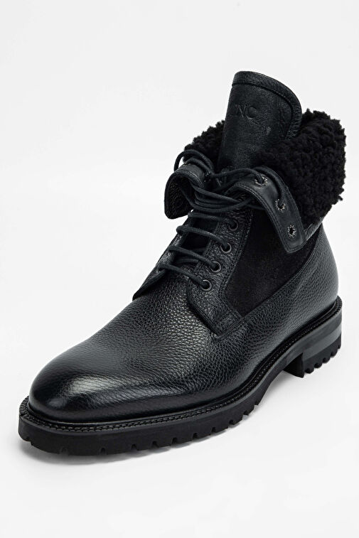 Tamer Tanca Erkek Hakiki Deri Siyah POSTAL Bot - Görsel 6