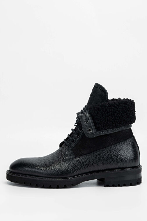 Tamer Tanca Erkek Hakiki Deri Siyah POSTAL Bot - Görsel 7