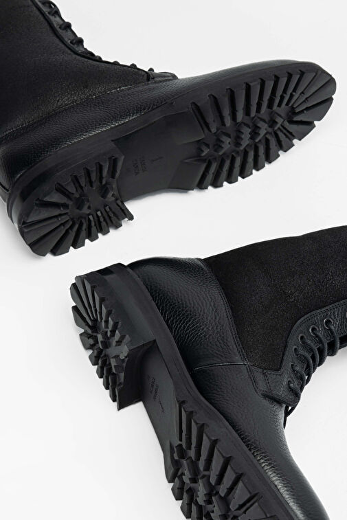 Tamer Tanca Erkek Hakiki Deri Siyah POSTAL Bot - Görsel 8