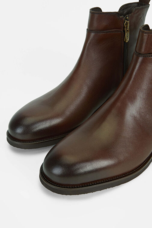 Tamer Tanca Erkek Hakiki Deri Kahverengi Casual Bot - Görsel 4