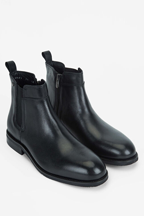 Tamer Tanca Erkek Hakiki Deri Siyah Casual Bot - Görsel 3