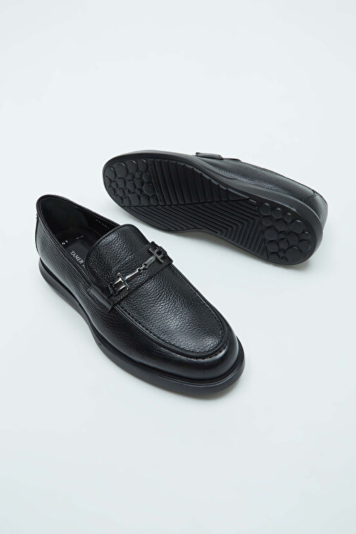 Tamer Tanca Erkek Hakiki Deri Siyah Loafer Ayakkabı - Görsel 4