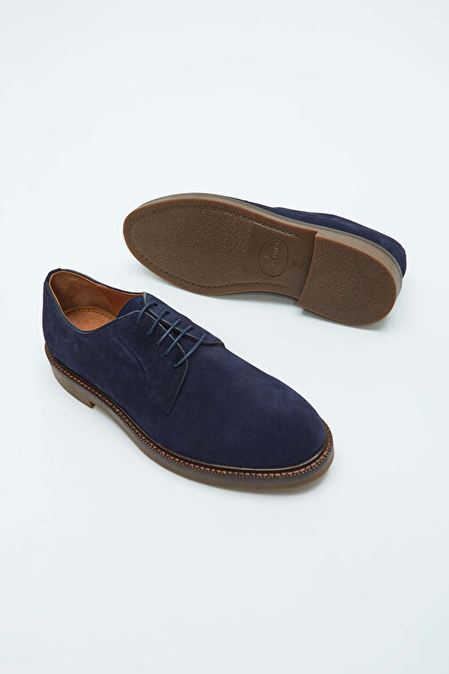 Tamer Tanca Erkek Hakiki Deri Lacivert Süet Casual Ayakkabı - Görsel 4