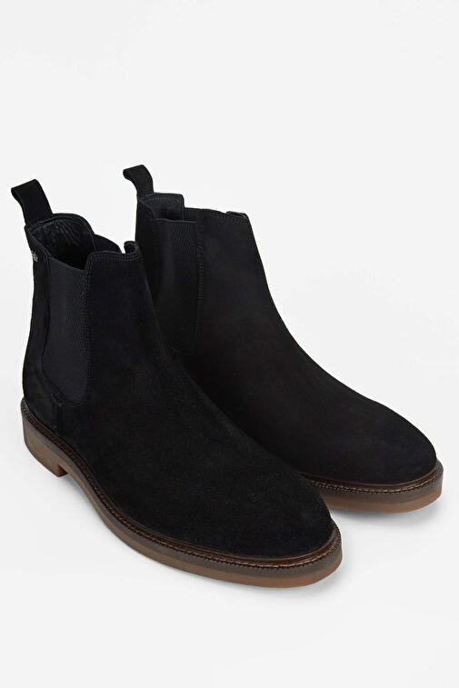 Tamer Tanca Erkek Hakiki Deri Siyah Süet Casual Bot - Görsel 3