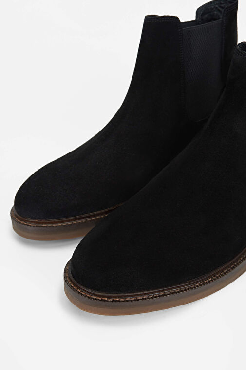 Tamer Tanca Erkek Hakiki Deri Siyah Süet Casual Bot - Görsel 4