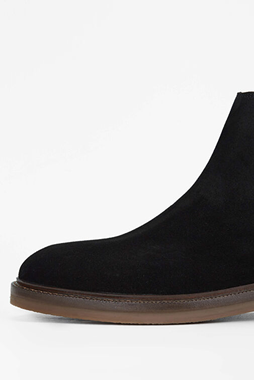 Tamer Tanca Erkek Hakiki Deri Siyah Süet Casual Bot - Görsel 5