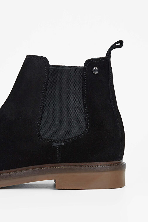 Tamer Tanca Erkek Hakiki Deri Siyah Süet Casual Bot - Görsel 6