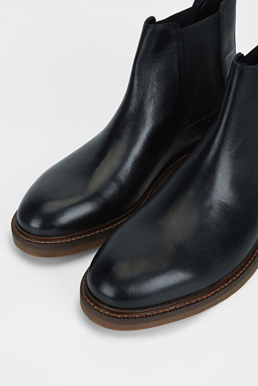 Tamer Tanca Erkek Hakiki Deri Siyah Deri Casual Bot - Görsel 4