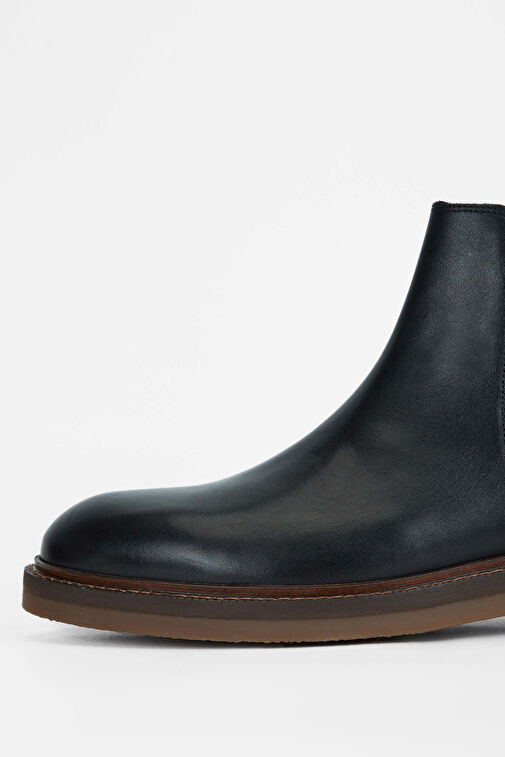 Tamer Tanca Erkek Hakiki Deri Siyah Deri Casual Bot - Görsel 5