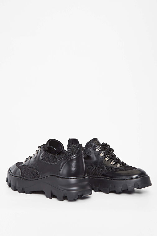 Tamer Tanca Siyah Erkek Deri Sneaker 698 1061-2 ERK AYK SK23/24 - Görsel 3