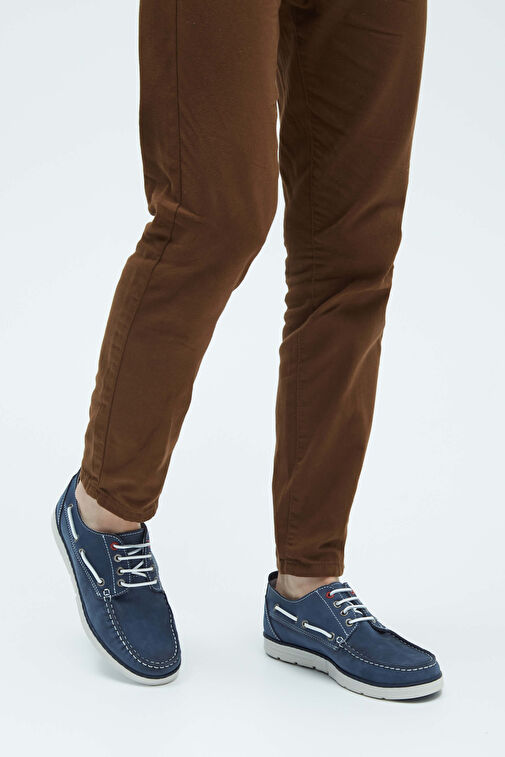 Tamer Tanca Erkek Hakiki Deri Mavi Casual Ayakkabı - Görsel 3