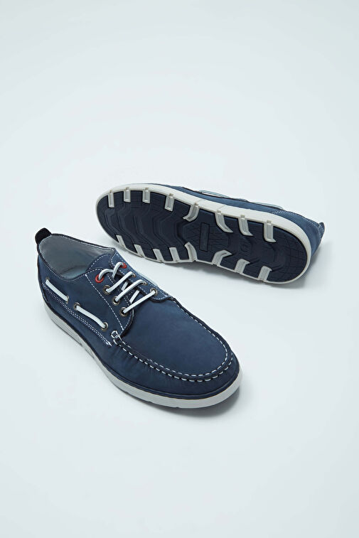 Tamer Tanca Erkek Hakiki Deri Mavi Casual Ayakkabı - Görsel 8