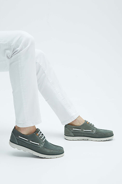 Tamer Tanca Erkek Hakiki Deri Yeşil Casual Ayakkabı - Görsel 4