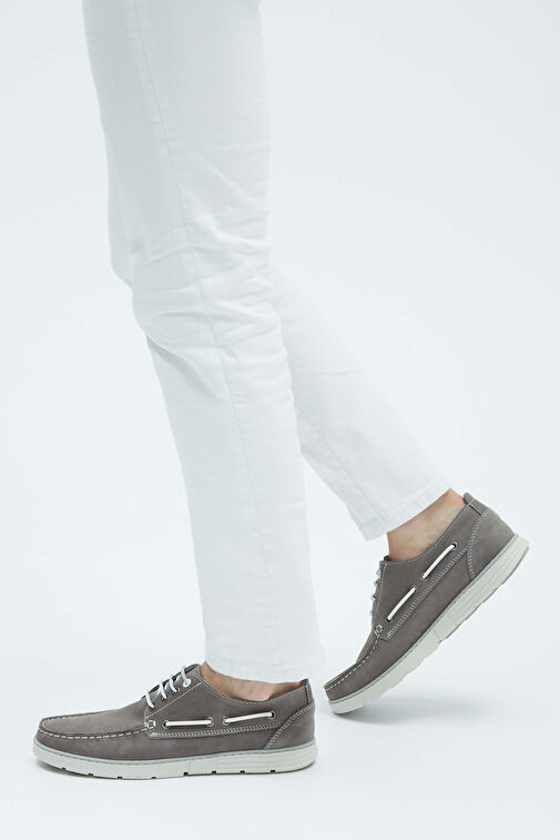 Tamer Tanca Erkek Hakiki Deri Gri Casual Ayakkabı - Görsel 2