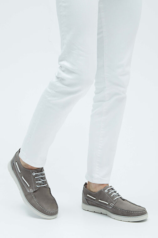 Tamer Tanca Erkek Hakiki Deri Gri Casual Ayakkabı - Görsel 3
