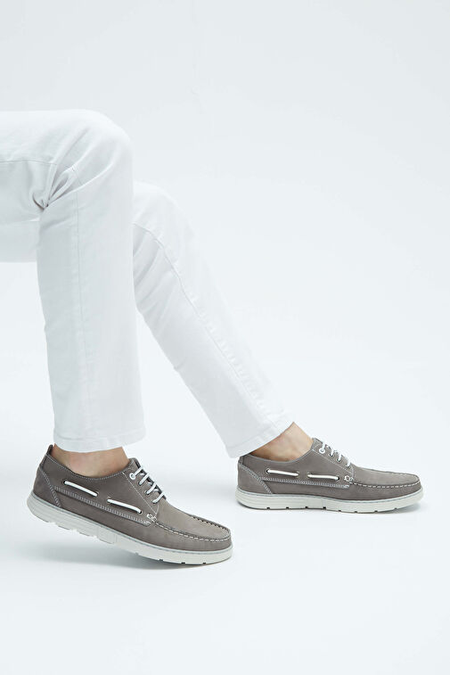 Tamer Tanca Erkek Hakiki Deri Gri Casual Ayakkabı - Görsel 4