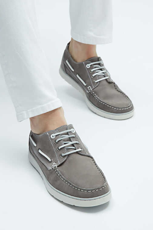 Tamer Tanca Erkek Hakiki Deri Gri Casual Ayakkabı - Görsel 5