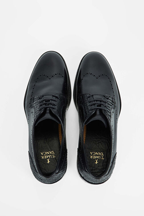 Tamer Tanca Erkek Hakiki Deri Siyah Bufalo Klasik Ayakkabı - Görsel 6