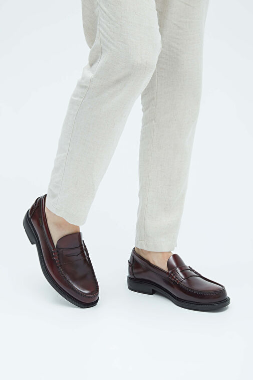 CALLAGHAN Erkek Hakiki Deri Bordo Makosen Ayakkabı - Görsel 3