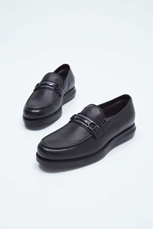 ROSSI Erkek Hakiki Deri Siyah Loafer Ayakkabı - Görsel 2