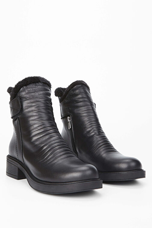 Tamer Tanca Kadın Hakiki Deri Siyah Deri Casual Bot - Görsel 3