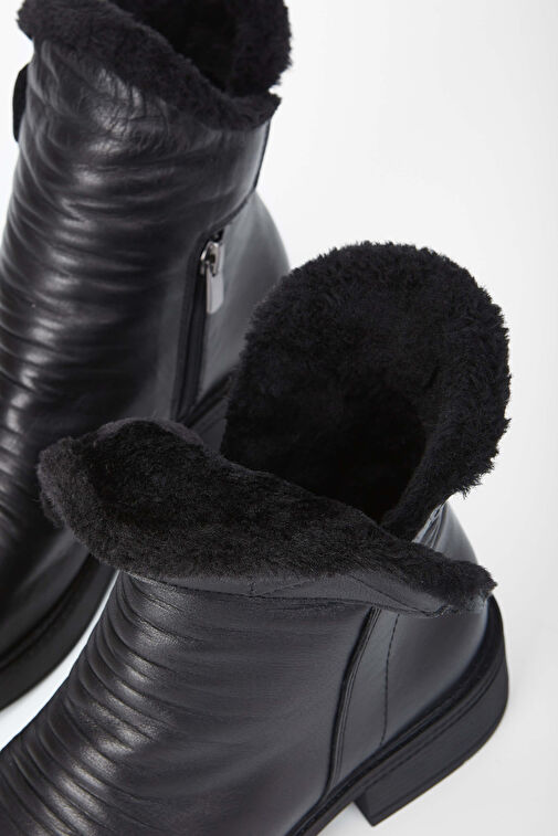 Tamer Tanca Kadın Hakiki Deri Siyah Deri Casual Bot - Görsel 5