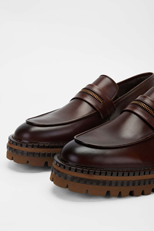 Tamer Tanca Erkek Hakiki Deri Kahverengi Loafer Ayakkabı - Görsel 4