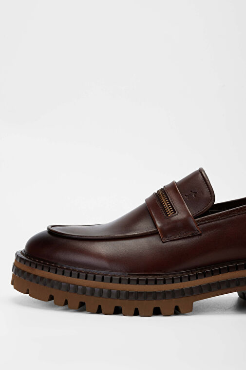 Tamer Tanca Erkek Hakiki Deri Kahverengi Loafer Ayakkabı - Görsel 5