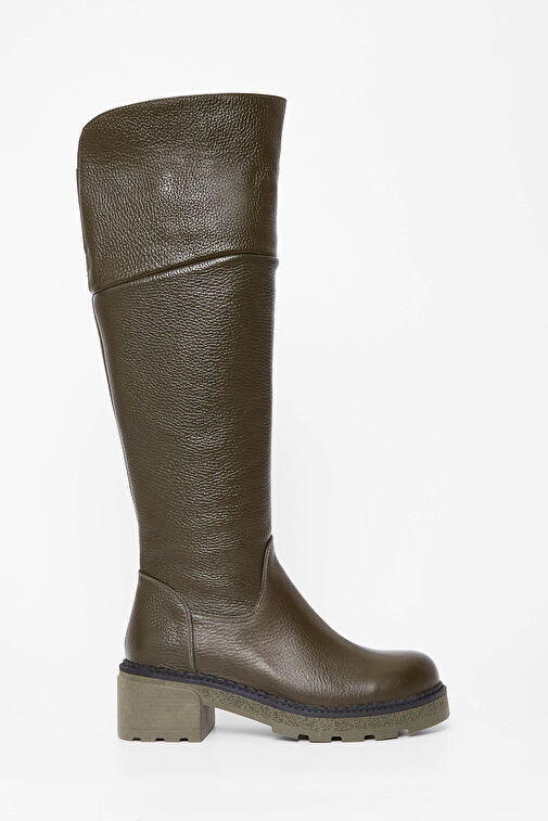 Tamer Tanca Kadın Hakiki Deri Yeşil Casual Çizme - Görsel 2