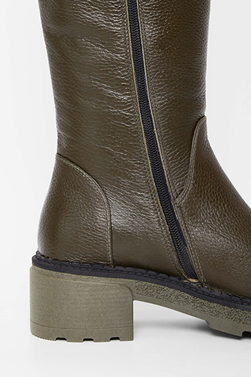 Tamer Tanca Kadın Hakiki Deri Yeşil Casual Çizme - Görsel 4
