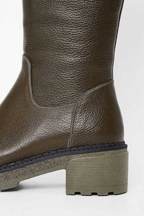 Tamer Tanca Kadın Hakiki Deri Yeşil Casual Çizme - Görsel 5