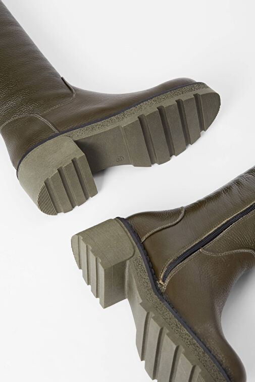 Tamer Tanca Kadın Hakiki Deri Yeşil Casual Çizme - Görsel 6