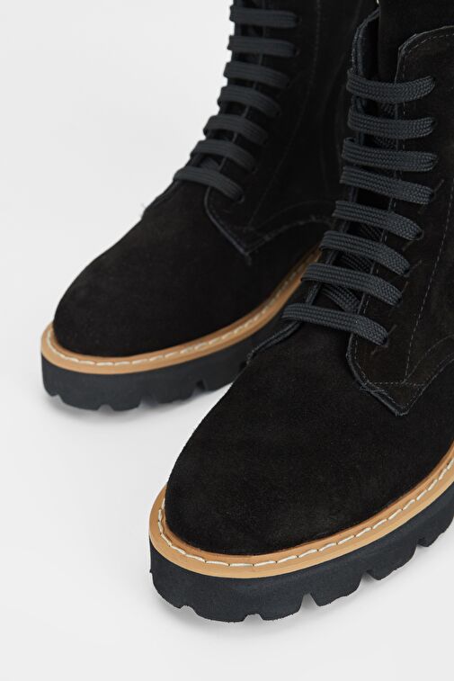 Valmenti Kadın Siyah Süet Hakiki Deri Casual Bot - Görsel 4