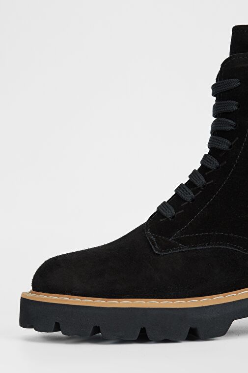 Valmenti Kadın Siyah Süet Hakiki Deri Casual Bot - Görsel 5