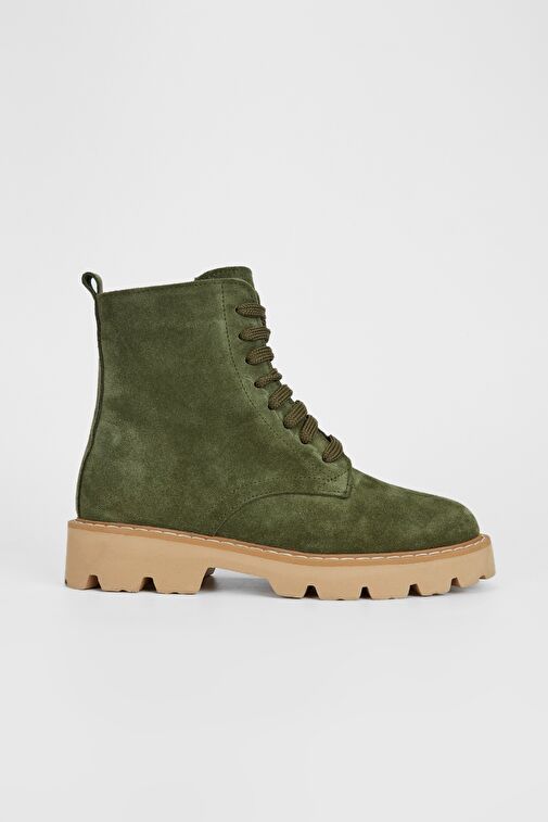 Valmenti Kadın Haki Süet Hakiki Deri Casual Bot - Görsel 2