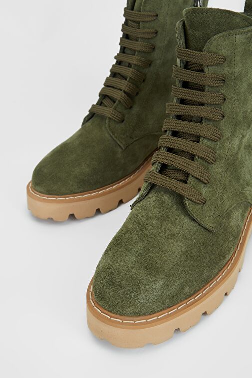 Valmenti Kadın Haki Süet Hakiki Deri Casual Bot - Görsel 4