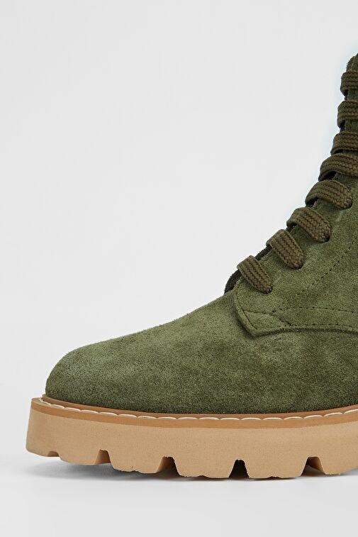 Valmenti Kadın Haki Süet Hakiki Deri Casual Bot - Görsel 5