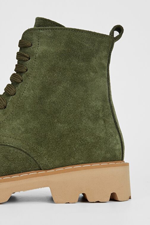 Valmenti Kadın Haki Süet Hakiki Deri Casual Bot - Görsel 6