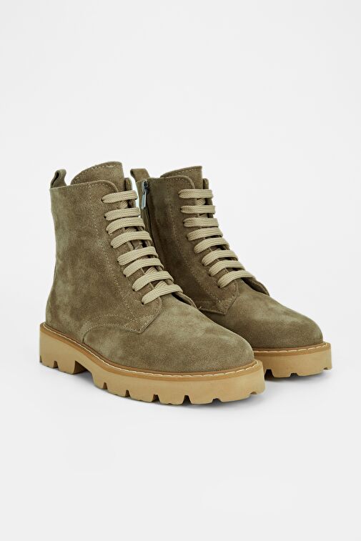 Valmenti Kadın Bej Süet Hakiki Deri Casual Bot - Görsel 3