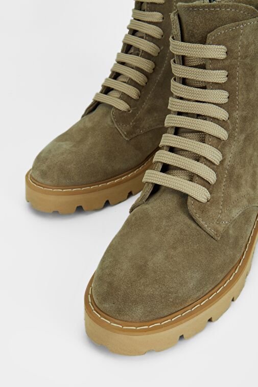 Valmenti Kadın Bej Süet Hakiki Deri Casual Bot - Görsel 4