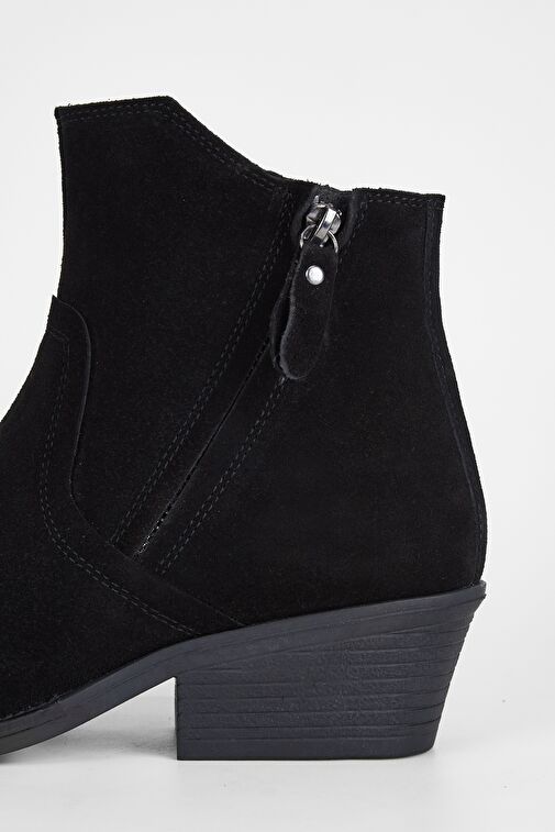 Valmenti Kadın Siyah Süet Hakiki Deri Casual Bot - Görsel 6