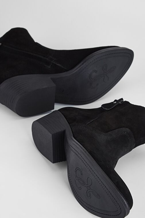 Valmenti Kadın Siyah Süet Hakiki Deri Casual Bot - Görsel 9