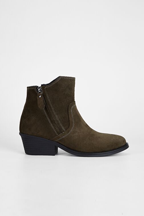 Valmenti Kadın Haki Süet Hakiki Deri Casual Bot - Görsel 2