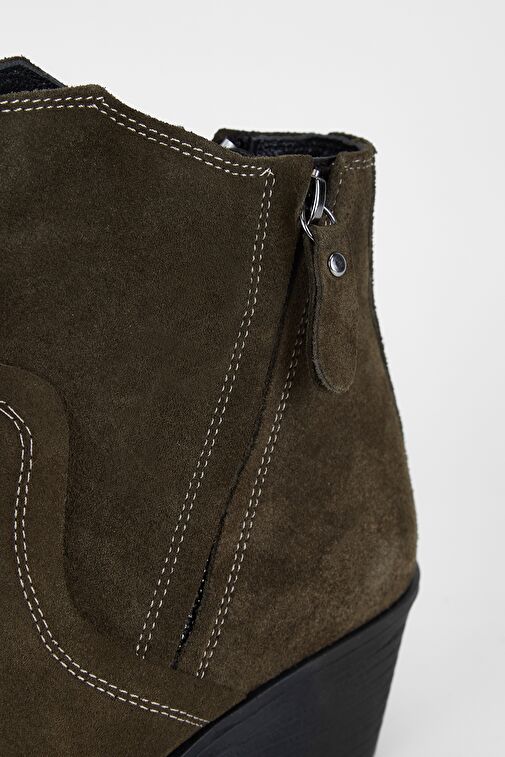 Valmenti Kadın Haki Süet Hakiki Deri Casual Bot - Görsel 8