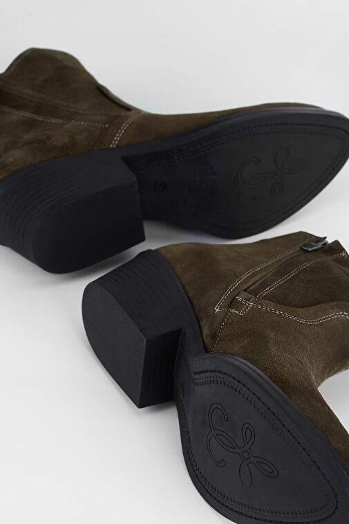 Valmenti Kadın Haki Süet Hakiki Deri Casual Bot - Görsel 9